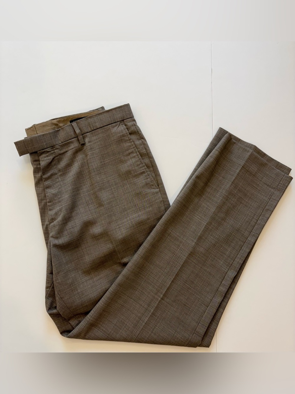 Banana Republic Slim Fit Men's Brown Plaid Dress Pants Wool Blend 35x32